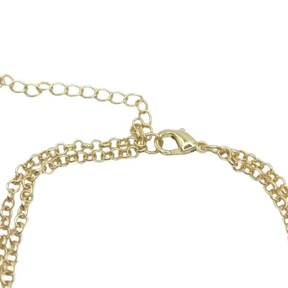 Gold Chain Charm Bracelet Double Strand Wire Bow Charm Bracelet